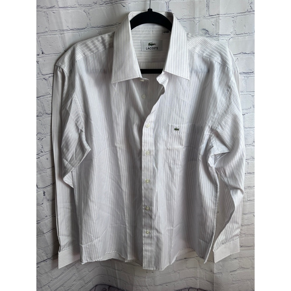 Lacoste Striped Dress Shirt Long Sleeve Button Up Classic Fit 17-42